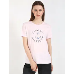 Tommy Hilfiger Women SABINE Typography Printed Round Neck Cotton T-shirt-image-22