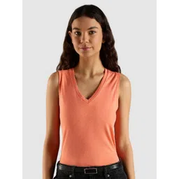 Tommy Hilfiger Women Solid V-Neck Cotton T-shirt-picture-26