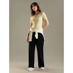 Tommy Hilfiger Women Solid V-Neck Slim Fit Cotton T-shirt image 4