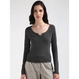 Tommy Hilfiger Women Solid V-Neck T-shirt-picture-24