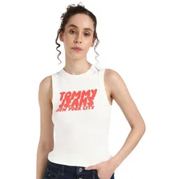 Tommy Hilfiger Women Typography Printed Round Neck Cotton T-shirt-picture-35