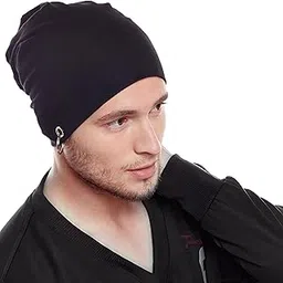 tomorrow fashion Tomorrow Slouchy Beanie Cap with Ring Knitted Cotton, Skull Cap for Summer, Winter, Autumn & Spring Season, Helmet Cap Black-picture-30