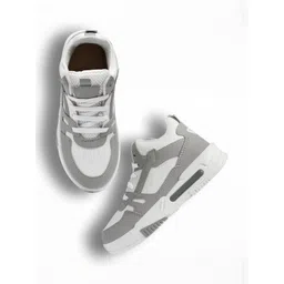 TOMSY CHOICE Kids Grey & White Colourblocked Lace Up Synthetic Round Toe Sneakers-picture-16