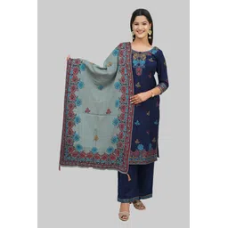 Tones-N-Shades Floral Woven Design Velvet Unstitched Dress Material-picture-11