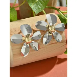 ToniQ Gold Mixed Metal Party Floral Stud Earrings-picture-37