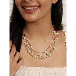 ToniQ Layered Pearls Gold-Plated Necklace for Women-picture-29