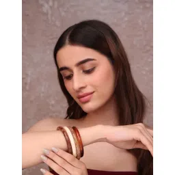 ToniQ Multicolor Bangles in Neutral Tones Set of 4-picture-18