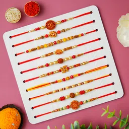 tonkwalas Designer Rakhi Set For Brother Combo With Roli Chawal Greeting Card (2) Mauli Thread Rakhi, Greeting Card, Chawal Roli PackSet-picture-14