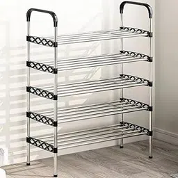 TONSYL Multi-Purpose Shoe Rack 5 Tier Stainless Steel Shoe Rack/Shoe Stand Plastic Rack Shoes/Books/Clothes/Toys etc Easy to Assemble Heavy Metal Home & Office Utility Foldable Collapsible-picture-22