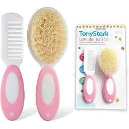 TONY STARK Baby Brush and Comb Set, Newborn Essentials Set with Baby Comb and Soft Bristle Hair Brush for Your Toddler’s Scalp (Pink)-picture-16