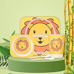 Tony Stark Bamboo Baby Feeding Set - 5-Piece Tableware for Toddlers, Kids & Babies Includes Plate, Bowl, Cup, Spoon, Fork - BPA-Free, Unbreakable Eco-Friendly |Organic & Natural (Cute Lion)-picture-10