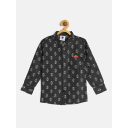 TONYBOY Boys Black & White Printed Premium Regular Fit Pure Cotton Casual Shirt-picture-12