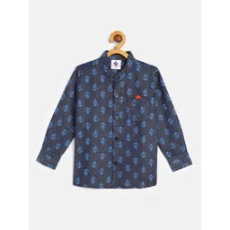 TONYBOY Boys Blue Premium Printed Pure Cotton Casual Shirt-picture-56