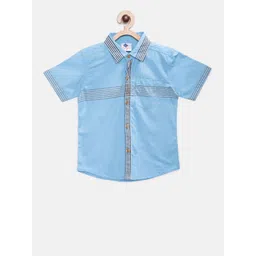 TONYBOY Boys Blue Regular Fit Striped Party Shirt-picture-23