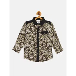 TONYBOY Boys Brown Premium Floral Printed Pure Cotton Casual Shirt-picture-20