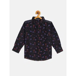 TONYBOY Boys Navy Blue Printed Premium Regular Fit Pure Cotton Casual Shirt-picture-46