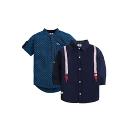 TONYBOY Boys Premium Teal/Navy (Pack of 2) Polka Dot Shirt & Suspender Print Shirt-picture-58