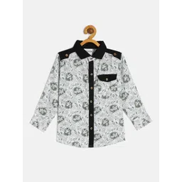 TONYBOY Boys Sea Green Floral Printed Premium Regular Fit Pure Cotton Casual Shirt-picture-58