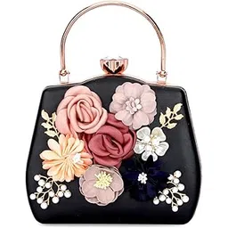 tooba Women's Beautiful Flower Box Clutch Bag | Detachable Chain Sling Strap| Ladies Purse Wallet-picture-24