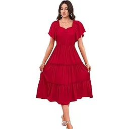 toochki Dress for Women | Dresses for Women | Fit & Flare Dress | Anarkali Dress for Women | Midi Length Dress | Rayon Dresses | One Piece Dress for Women-picture-39