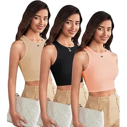 Toochki Tops for Women Crop Top for Women's Tank Activewear Tee Sports Western Casual Cotton Camisole Pack of 3 Combo-picture-52