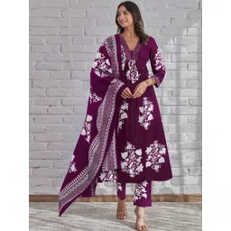 TOOCHKI Women Floral Printed Kurta with Palazzos & With Dupatta-picture-16