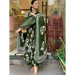 TOOCHKI Women Floral Printed Regular Thread Work Kurta with Palazzos & With Dupatta-picture-13