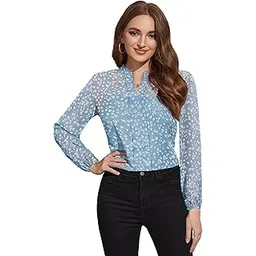 toochki Women's Georgette Floral Straight Western Top | Winter Top | Western Top | Top for Women | Latest Women Top | Trendy Women Top-picture-32