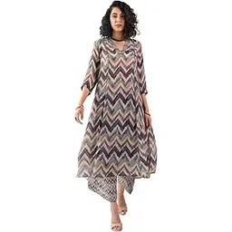 Women's Multi Color Zig Zag Printed Rayon Stitched Co-Ord Set | Relaxed Fit for Women | Two Piece Set Top & Plazzo | 3/4 Sleeve Cord Dress for Women | Fashionable-image-26