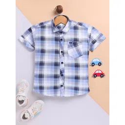 Toonyport Boys Buffalo Checked Spread Collar Cotton Casual Shirt-picture-33
