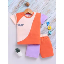 Toonyport Boys Colourblocked Round Neck Short Sleeves Pure Cotton T-shirt With Shorts-picture-46