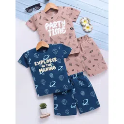 Toonyport Boys Pack of 2 Printed Pure Cotton T-shirt with Shorts-picture-36