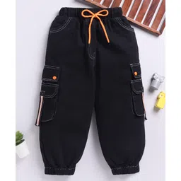 TOONYPORT Denim Woven Solid Cargo Jeans - Black-picture-11