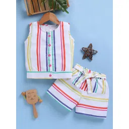Toonyport Girls Striped Pure Cotton Top With Shorts-picture-49