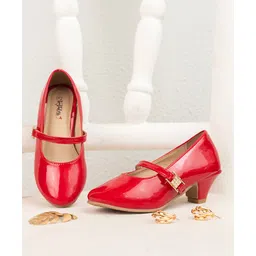 Toothless Diamonds Embellished With Buckle Closure Mary Jane Ballerinas - Red-picture-15