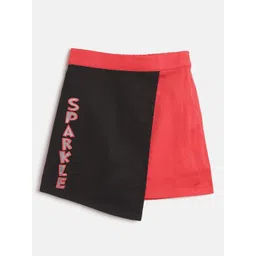 toothless Girls Black & Coral Pure Cotton Solid Skirt-picture-15