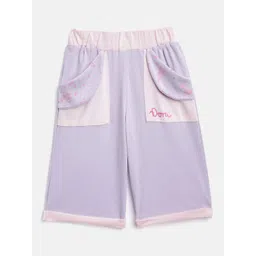 toothless Girls Dora Lavender & Pink Colourblocked Regular Fit Capris-picture-26