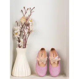 toothless Girls Pink Butterfly Embellished Ballerinas-picture-15