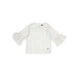 toothless Girls Striped Bell Sleeve Ruffles Cotton Top-picture-24