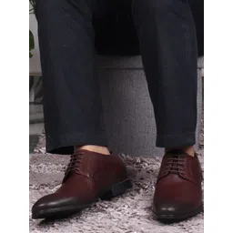 TOP BRASS Men Brown Solid Leather Formal Derbys-picture-32