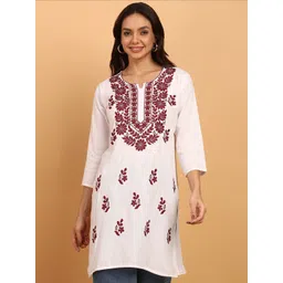 TOP N THREAD Ethnic Motifs Embroidered Chikankari Kurti-picture-36