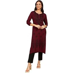 top n thread Floral Embroidered Lucknowi Chikankari Kurta-picture-11
