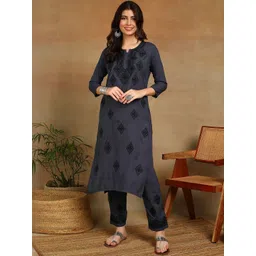 TOP N THREAD Women Embroidered Regular Thread Work Liva Kurta with Trousers-picture-20