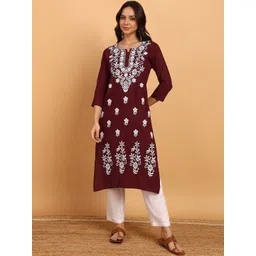 TOP N THREAD Women Ethnic Motifs Embroidered Chikankari Floral Kurta-picture-23