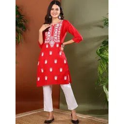 TOP N THREAD Women Ethnic Motifs Embroidered Chikankari Floral Kurta-picture-27