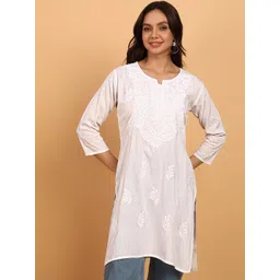 TOP N THREAD Women Ethnic Motifs Embroidered Chikankari Kurti-picture-17