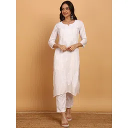 TOP N THREAD Women Floral Embroidered Chikankari Kurta-picture-29