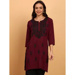 TOP N THREAD Women Floral Embroidered Chikankari Kurti-picture-26