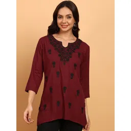 TOP N THREAD Women Floral Embroidered Chikankari Kurti-picture-18
