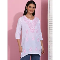 TOP N THREAD Women Floral Embroidered Chikankari Pure Cotton Straight Kurti-picture-16